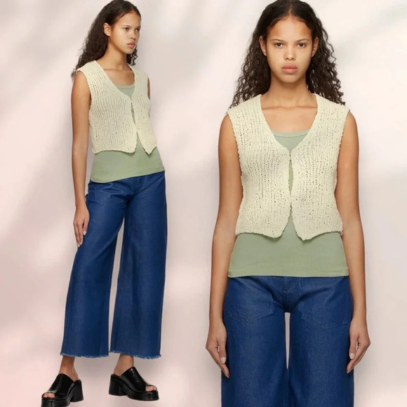 NWT TheOpen Product V NECK KNIT VEST Beige One Size - Picture 17 of 17